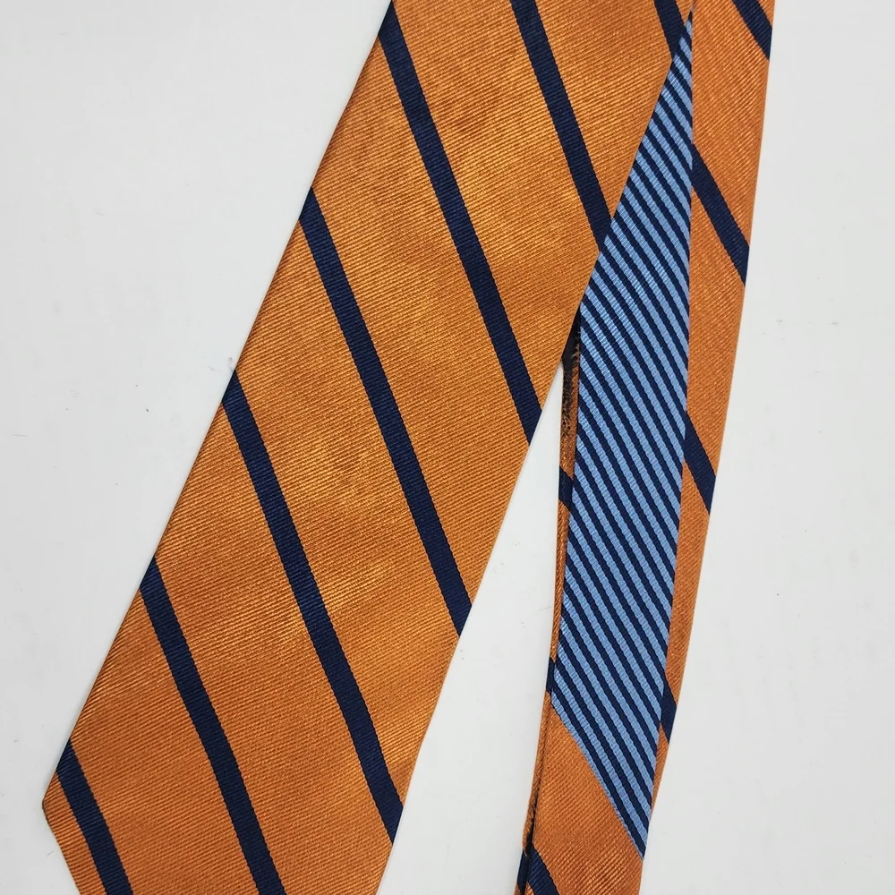 Tommy Hilfiger Striped Silk Ties in Light Blue, Black & Rust‎